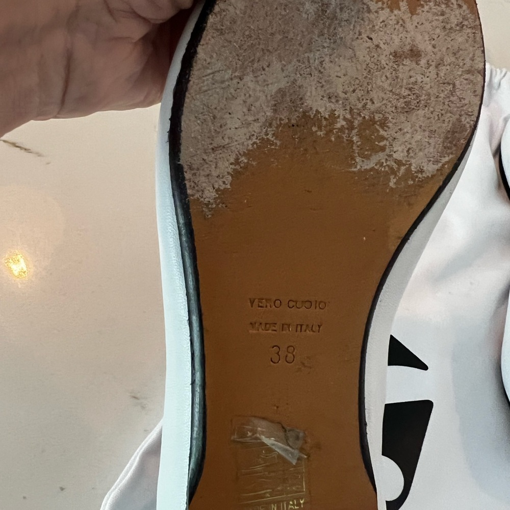 Barney's New York white leather flats